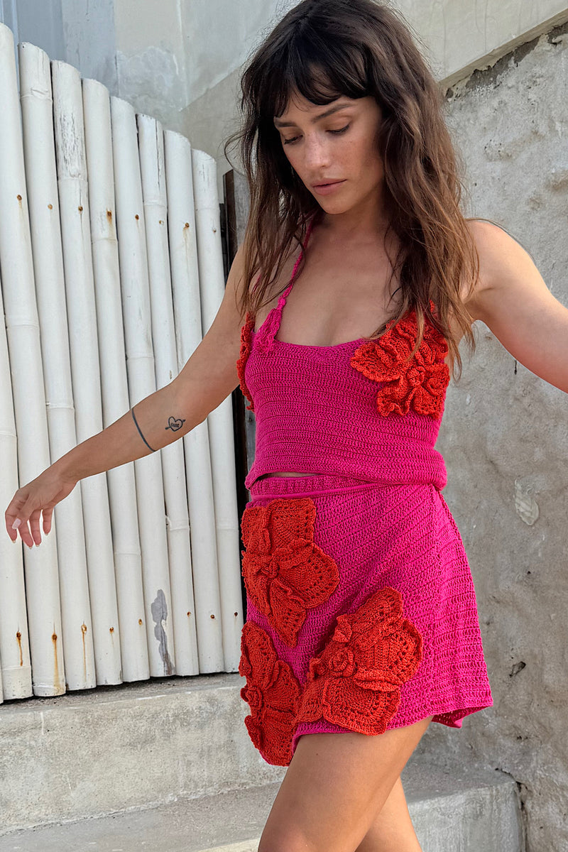 A Kiss Before I Go crochet Flower Skirt - Cherry - Chasing Unicorns