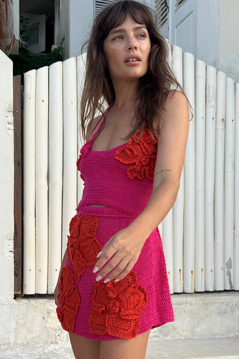 A Kiss Before I Go crochet Flower Skirt - Cherry - Chasing Unicorns