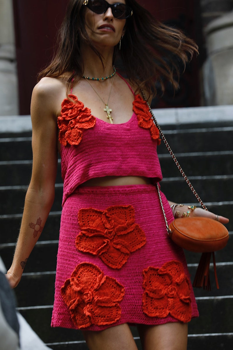 A Kiss Before I Go crochet Flower Skirt - Cherry - Chasing Unicorns