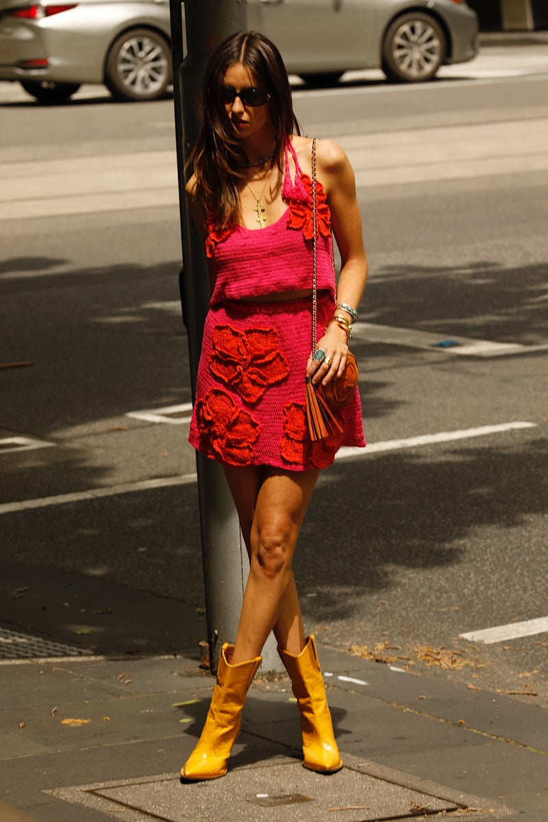 A Kiss Before I Go crochet Flower Skirt - Cherry - Chasing Unicorns