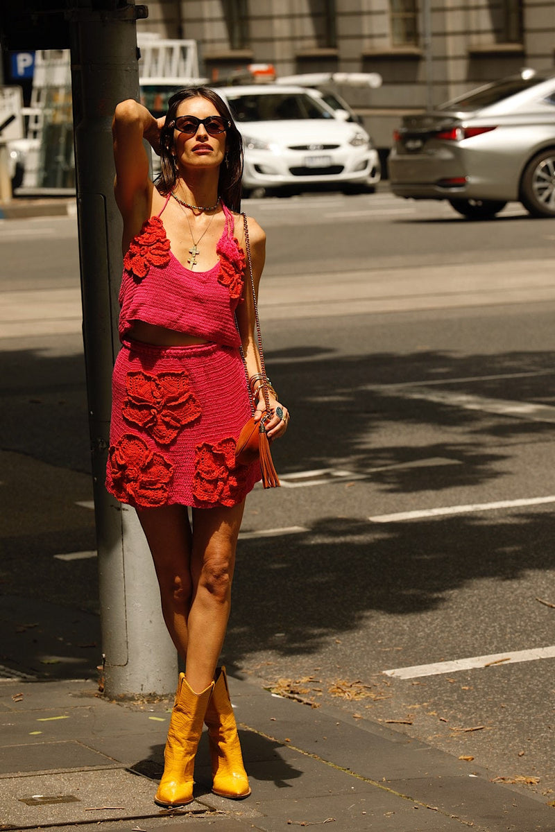 A Kiss Before I Go crochet Flower Skirt - Cherry - Chasing Unicorns