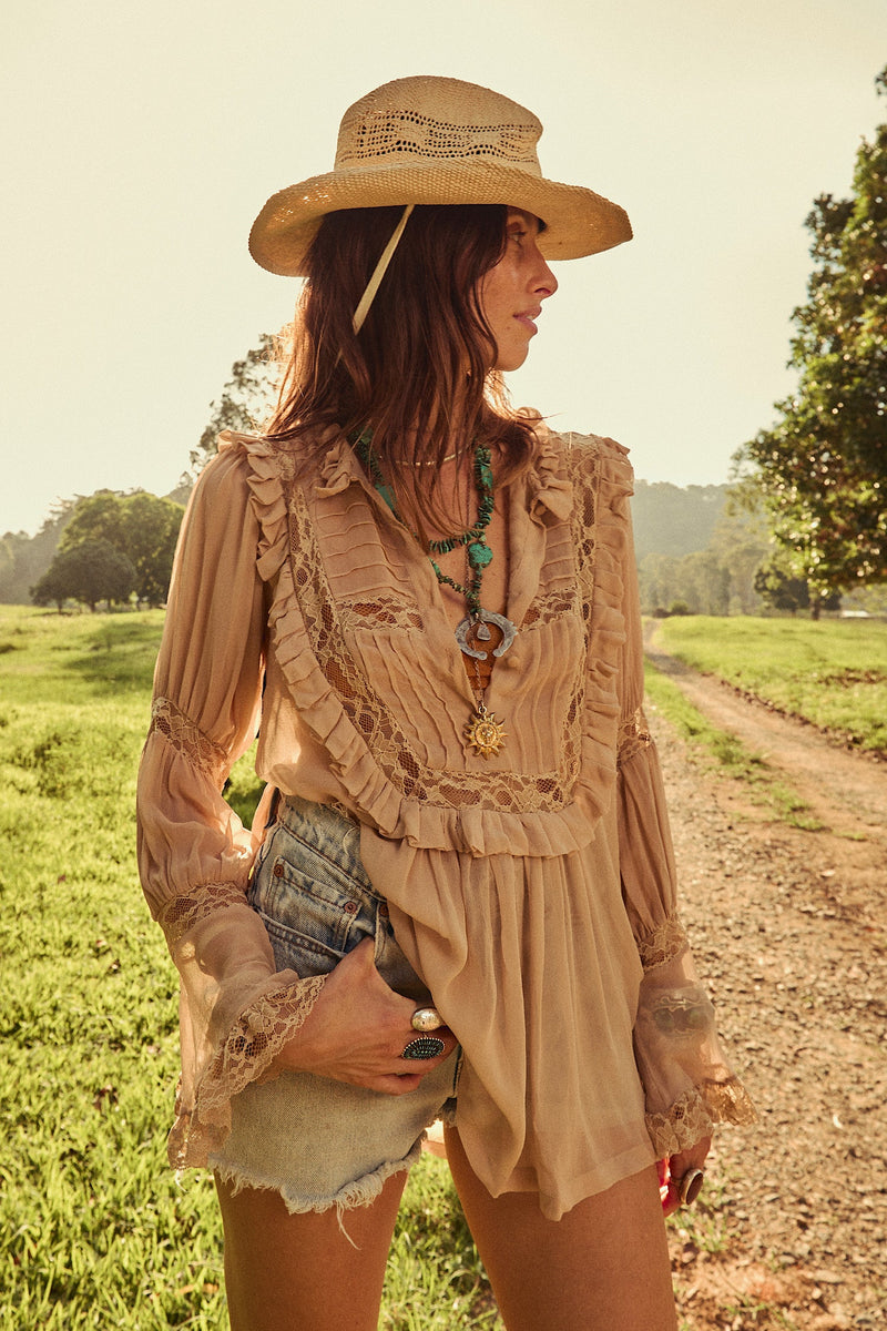 Always and Forever Silk Chiffon + Lace Blouse - Chasing Unicorns