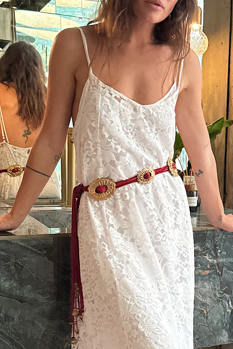 Amongst The Leaves Lace Maxi Slip Dress - Snow - Chasing Unicorns