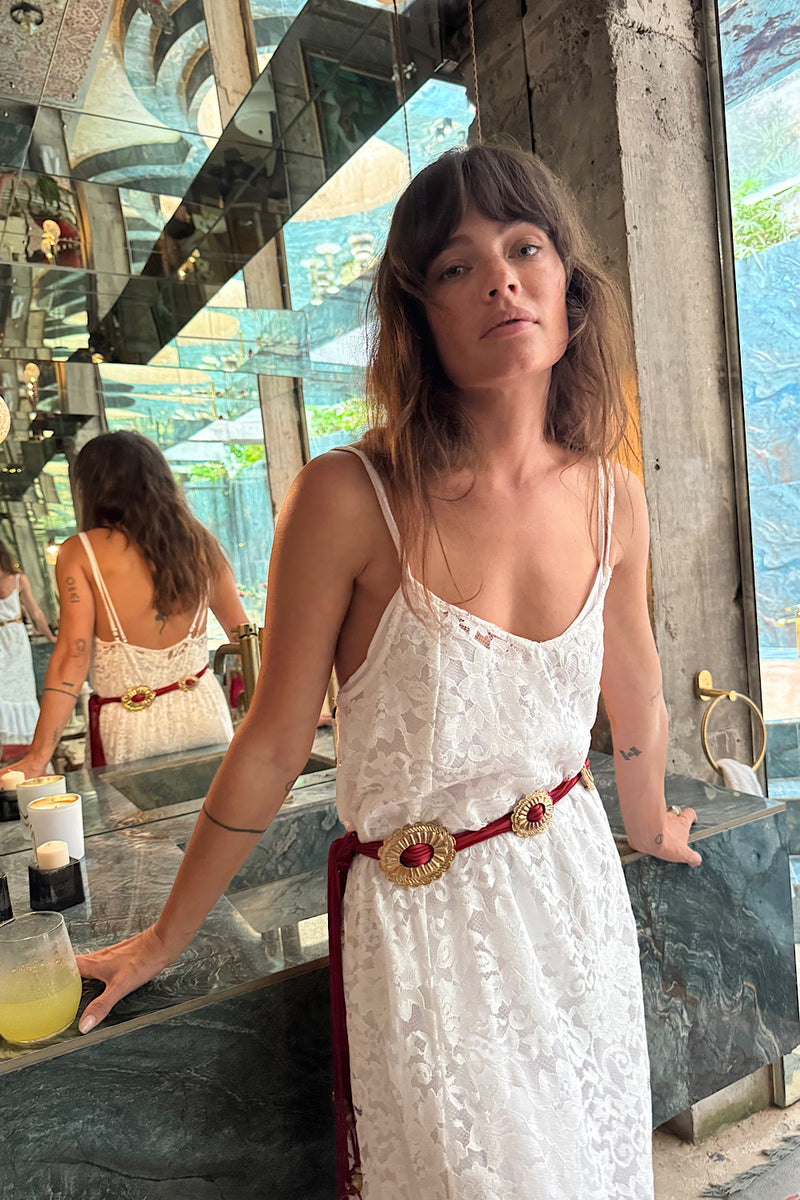 Amongst The Leaves Lace Maxi Slip Dress - Snow - Chasing Unicorns