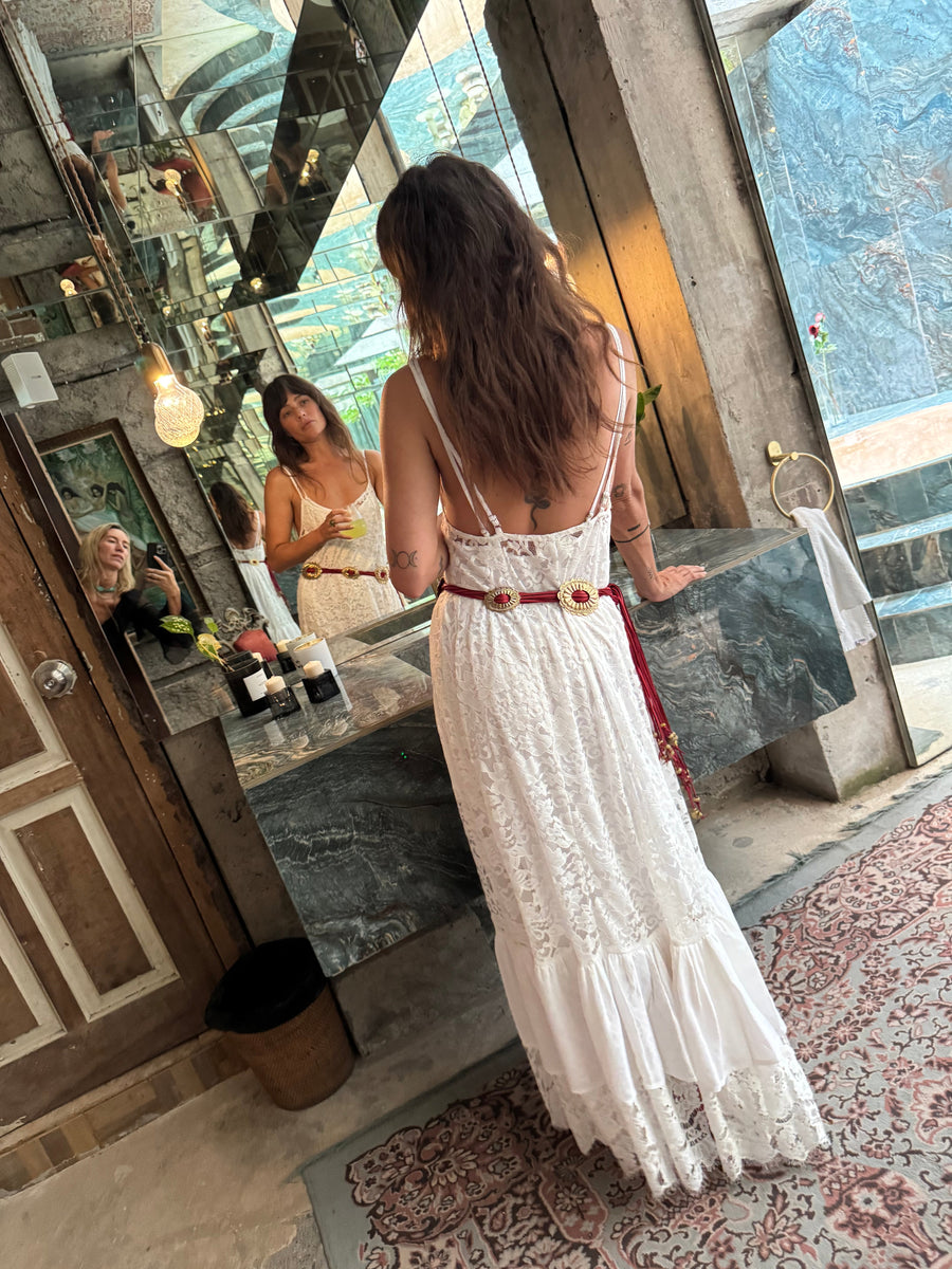 Amongst The Leaves Lace Maxi Slip Dress - Snow - Chasing Unicorns