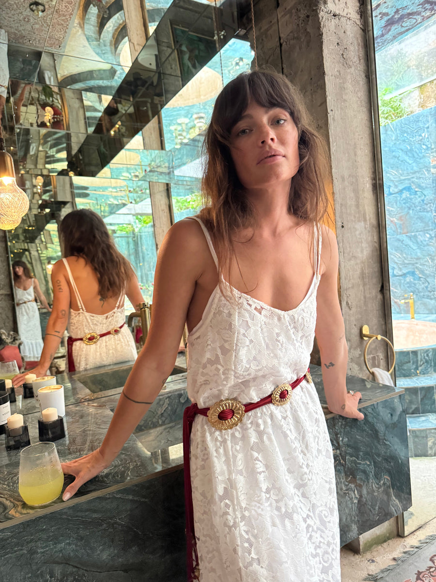 Amongst The Leaves Lace Maxi Slip Dress - Snow - Chasing Unicorns