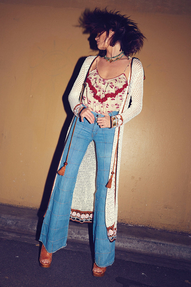 As Long As I Can See The Light Hand Crochet Duster Coat - Chasing Unicorns