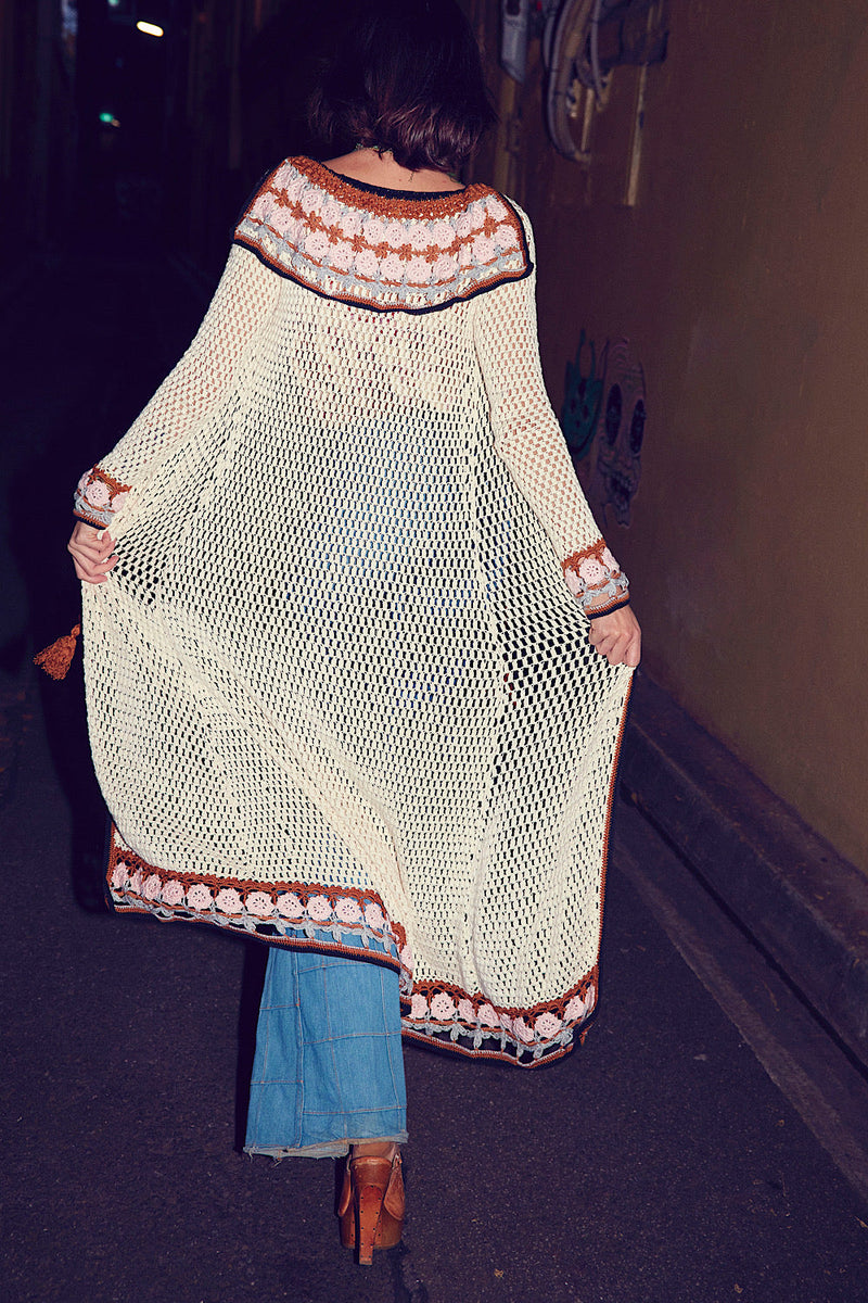 As Long As I Can See The Light Hand Crochet Duster Coat - Chasing Unicorns