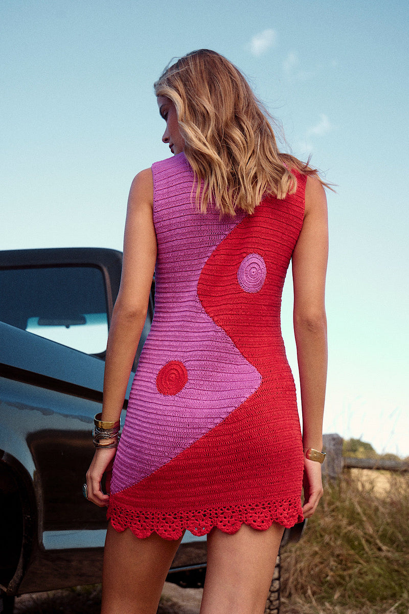 Black Summer Hand Crochet Mini Dress - Cherry - Chasing Unicorns