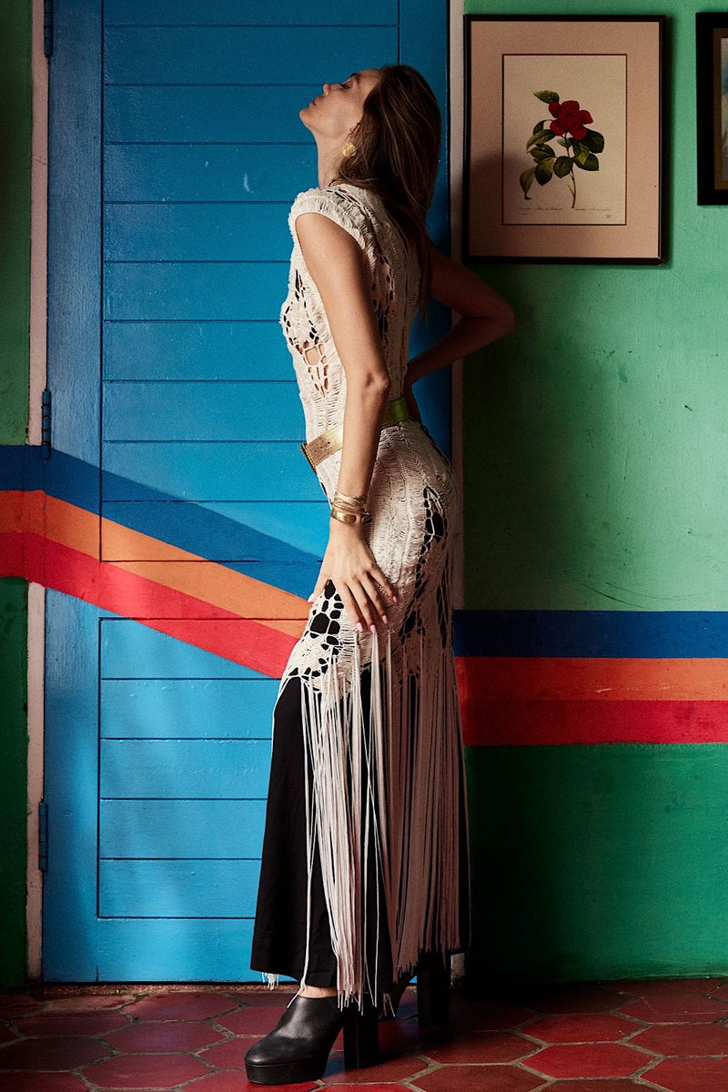 Chain Reaction Crochet Fringe Maxi Dress - Chasing Unicorns