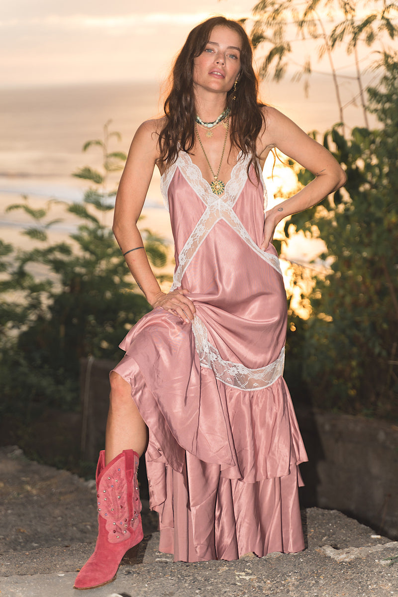 Come Alive Backless Silk + Lace Maxi Dress - Chasing Unicorns