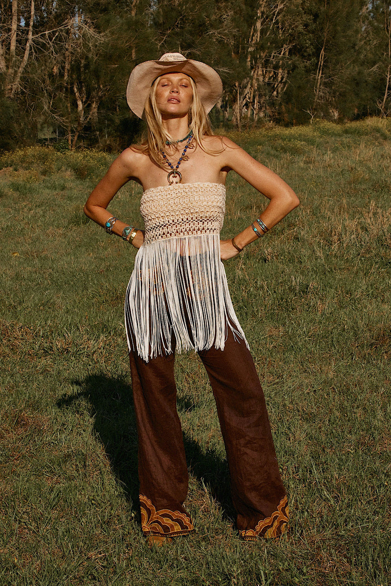 Cool Me Down Crochet Fringe Strapless Top - crochet top