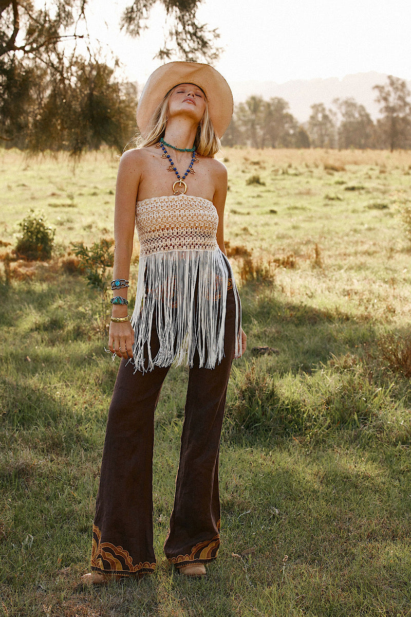 Cool Me Down Crochet Fringe Strapless Top - crochet top