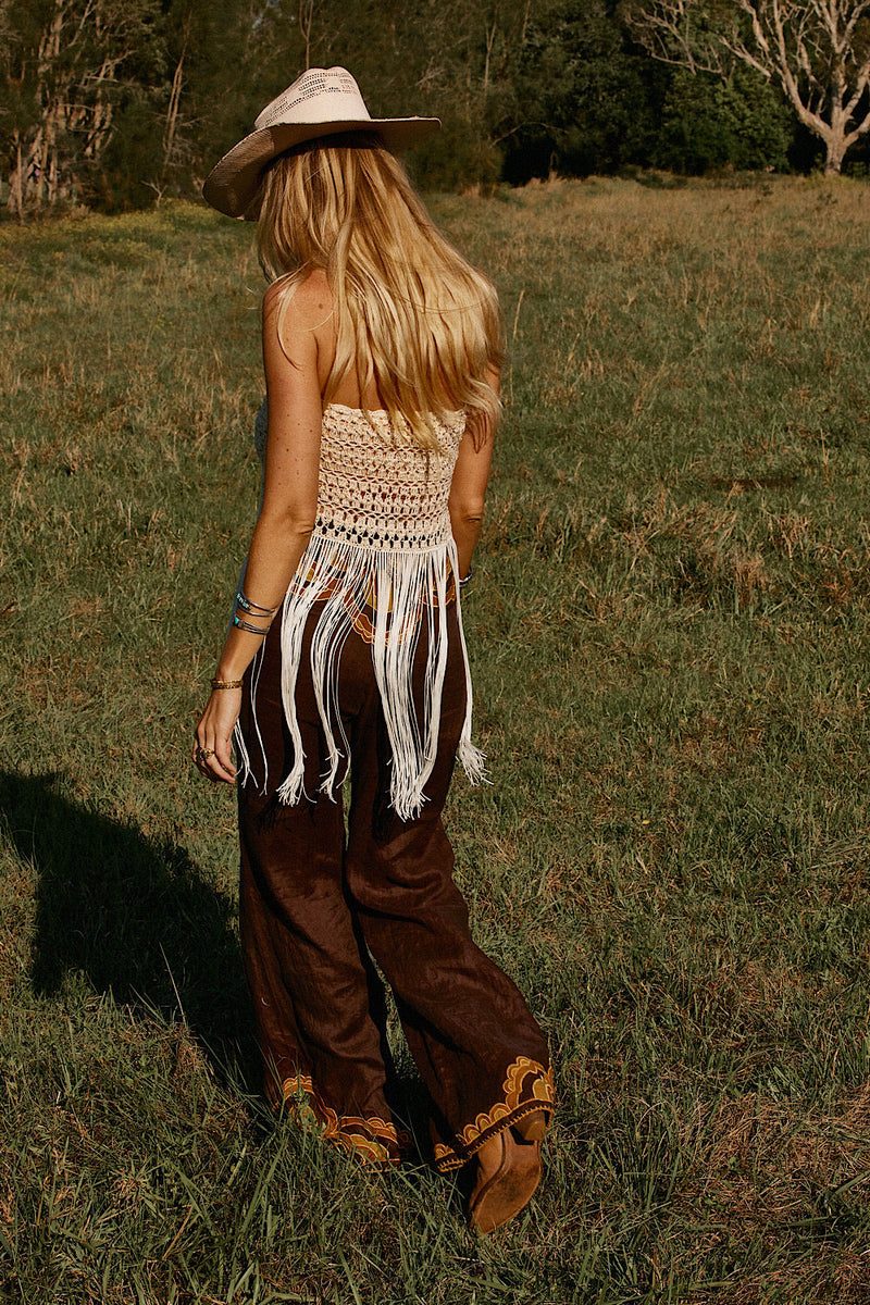 Cool Me Down Crochet Fringe Strapless Top - crochet top