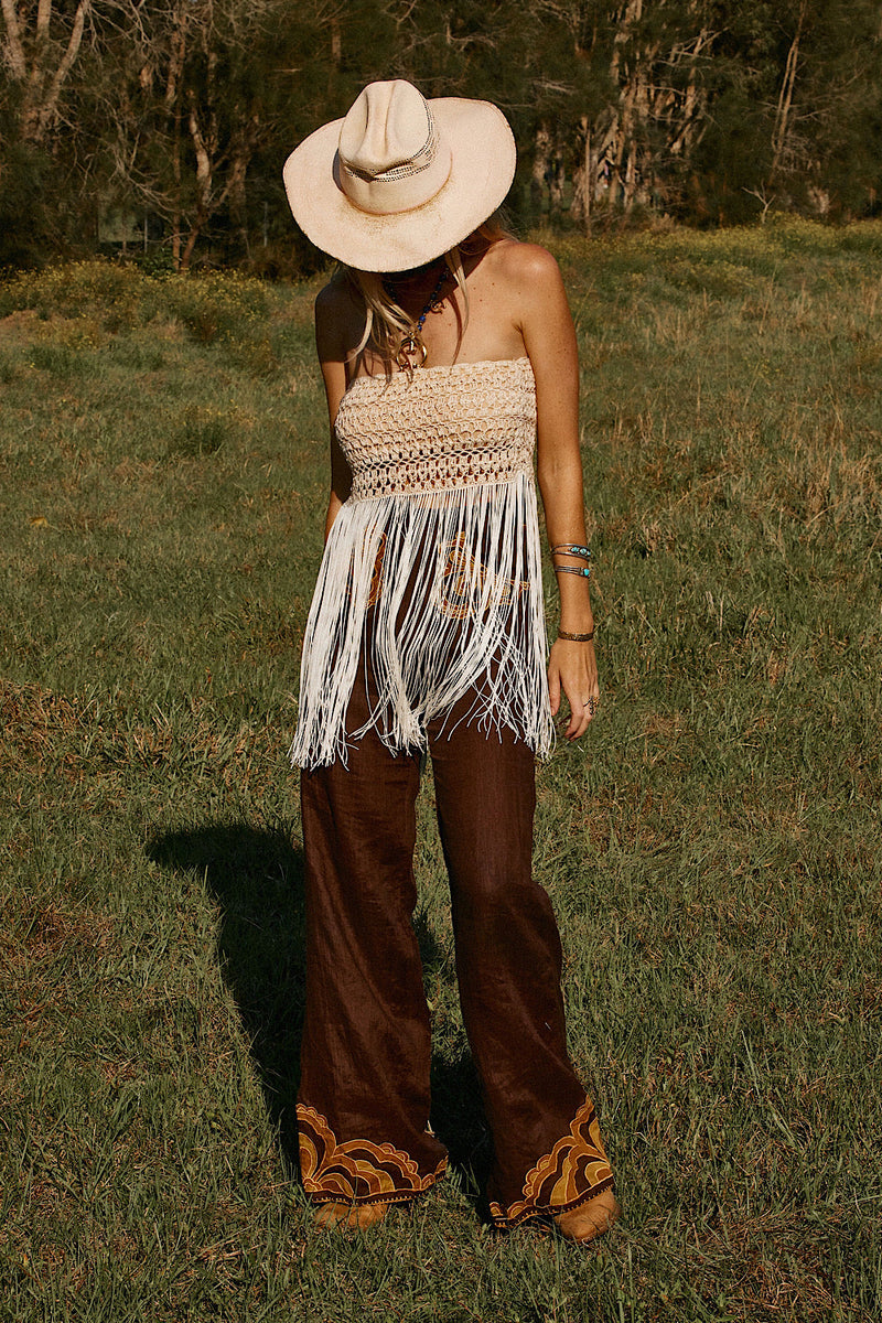 Cool Me Down Crochet Fringe Strapless Top - crochet top