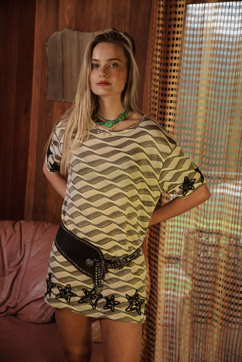 Counting Stars Embroidered Mini Dress - Chasing Unicorns