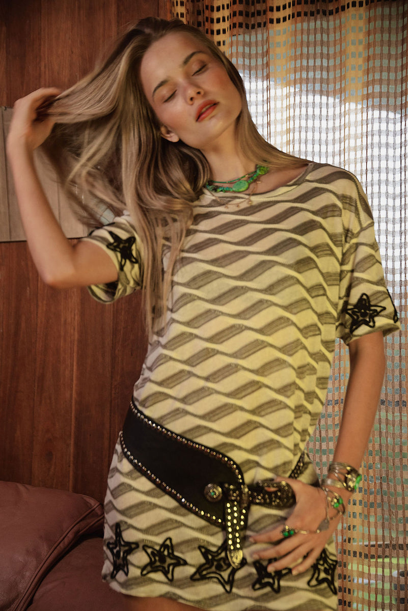 Counting Stars Embroidered Mini Dress - Chasing Unicorns