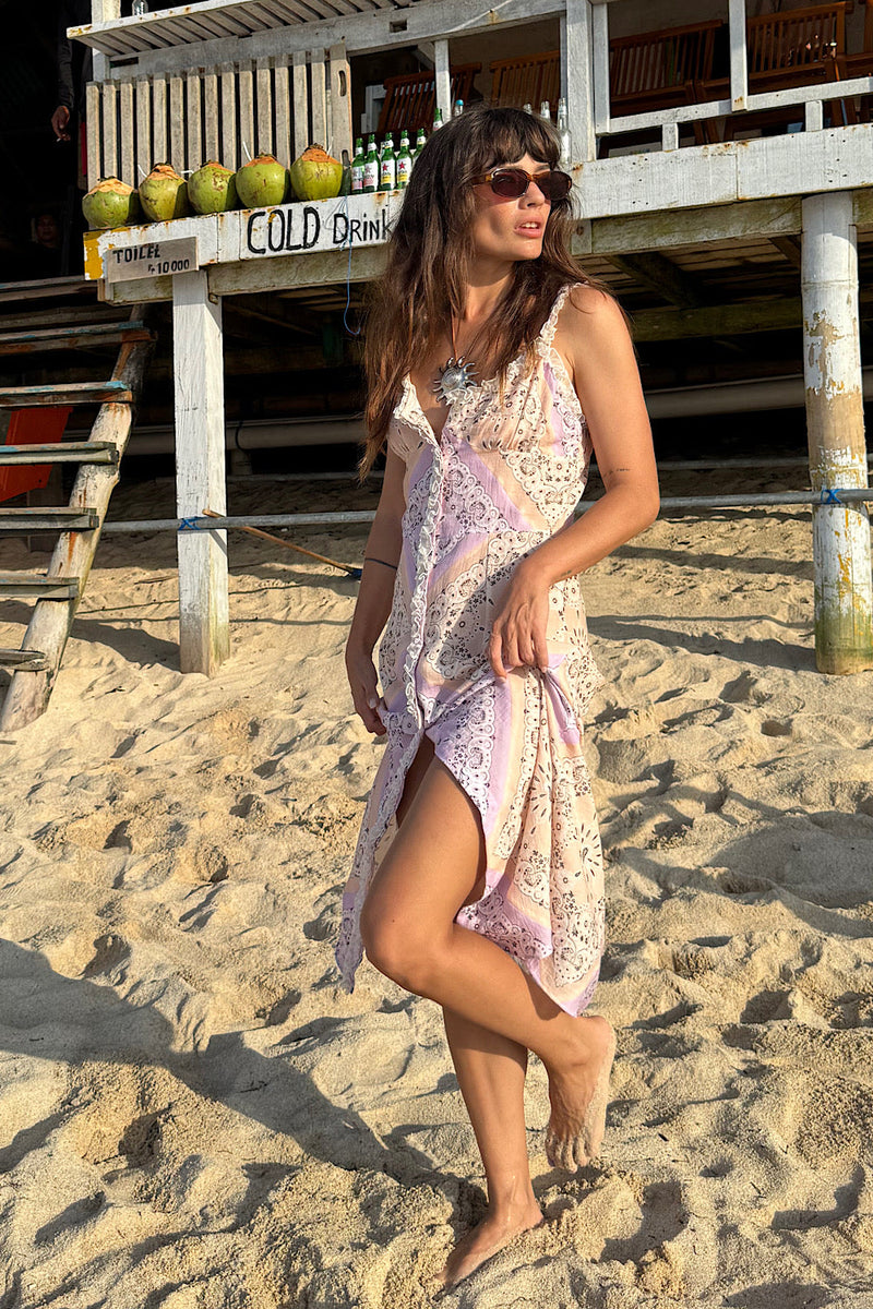 Country Girl Patchwork Bandana Midi Dress - Chasing Unicorns