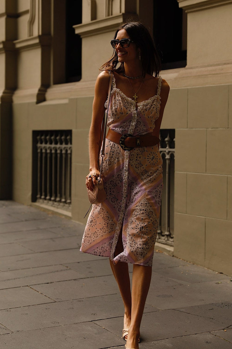 Country Girl Patchwork Bandana Midi Dress - Chasing Unicorns