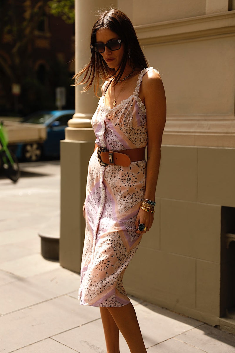 Country Girl Patchwork Bandana Midi Dress - Chasing Unicorns