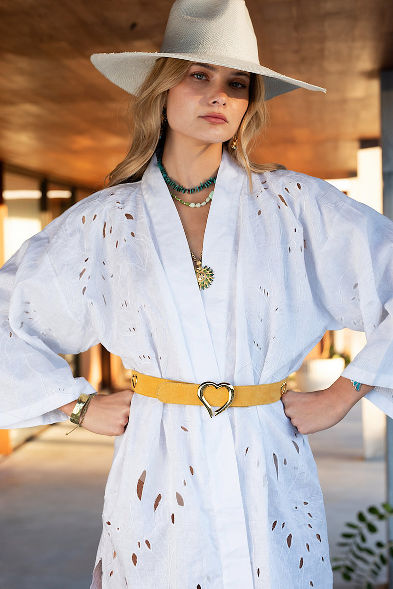 Do You Dream Linen Cutwork Robe - Chasing Unicorns