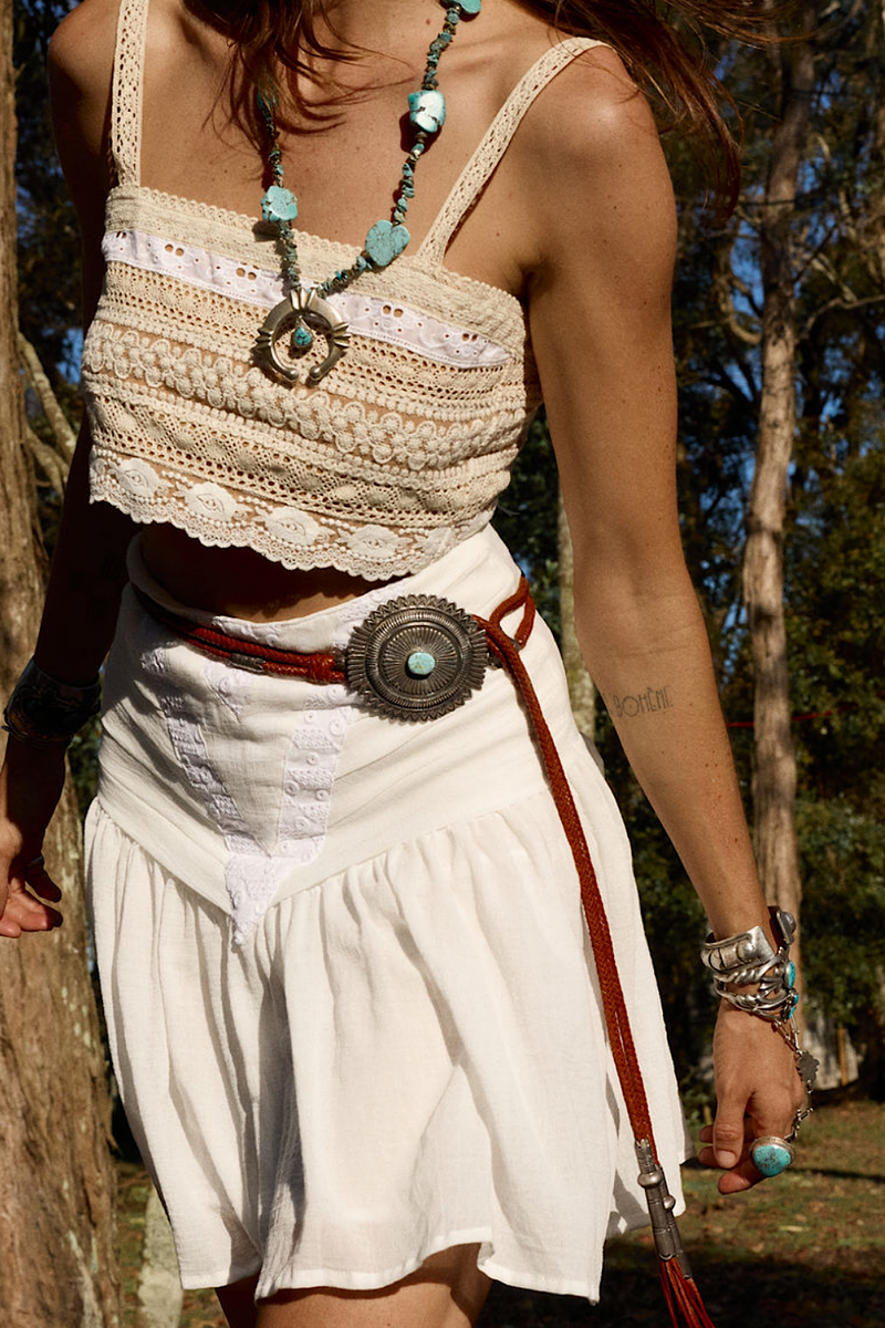 Down The Highway Cotton + Anglaise Mini Skirt - Chasing Unicorns