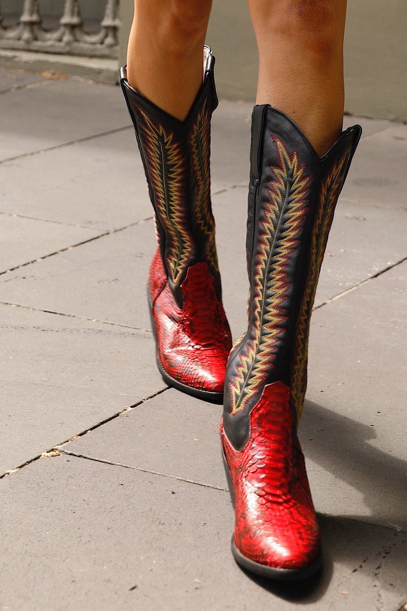 Electric Avenue Leather Cowboy Boots - Chasing Unicorns