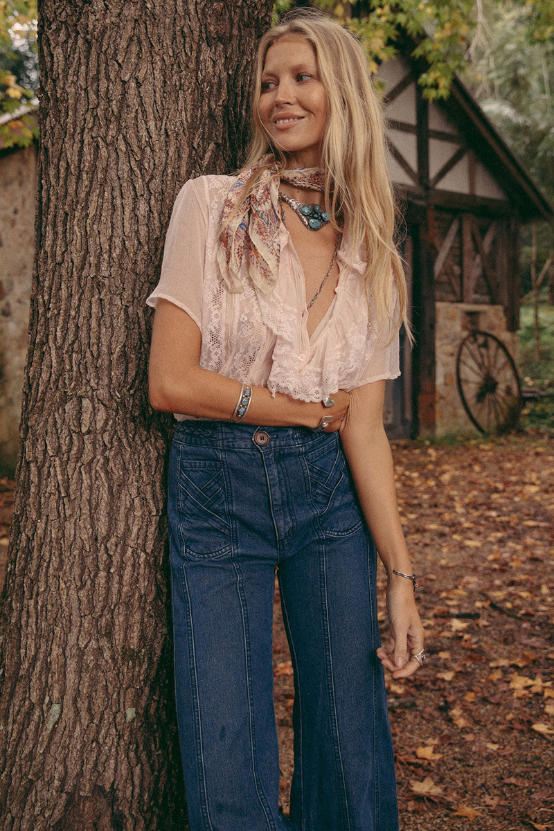 Fly Like An Eagle Silk Chiffon Blouse - Pale Pink - Chasing Unicorns