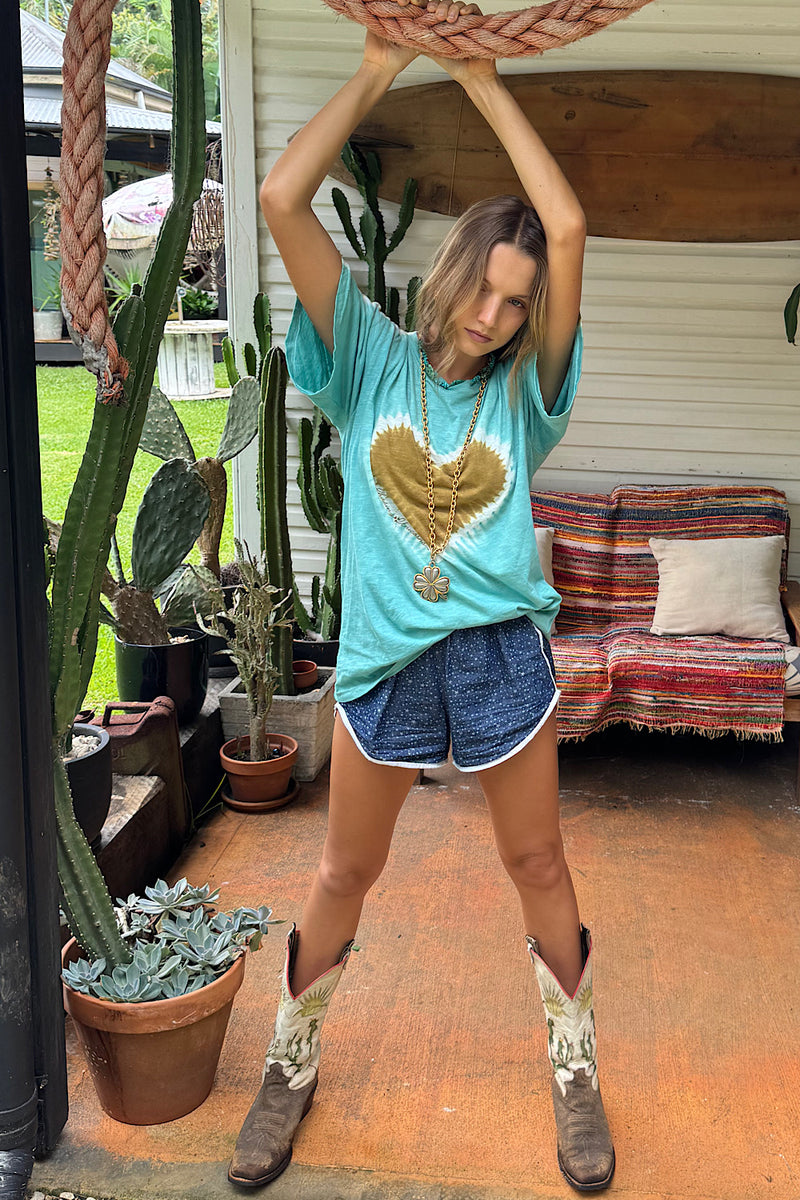 For The Love Cotton Tie Dye Tshirt - turquoise - Chasing Unicorns