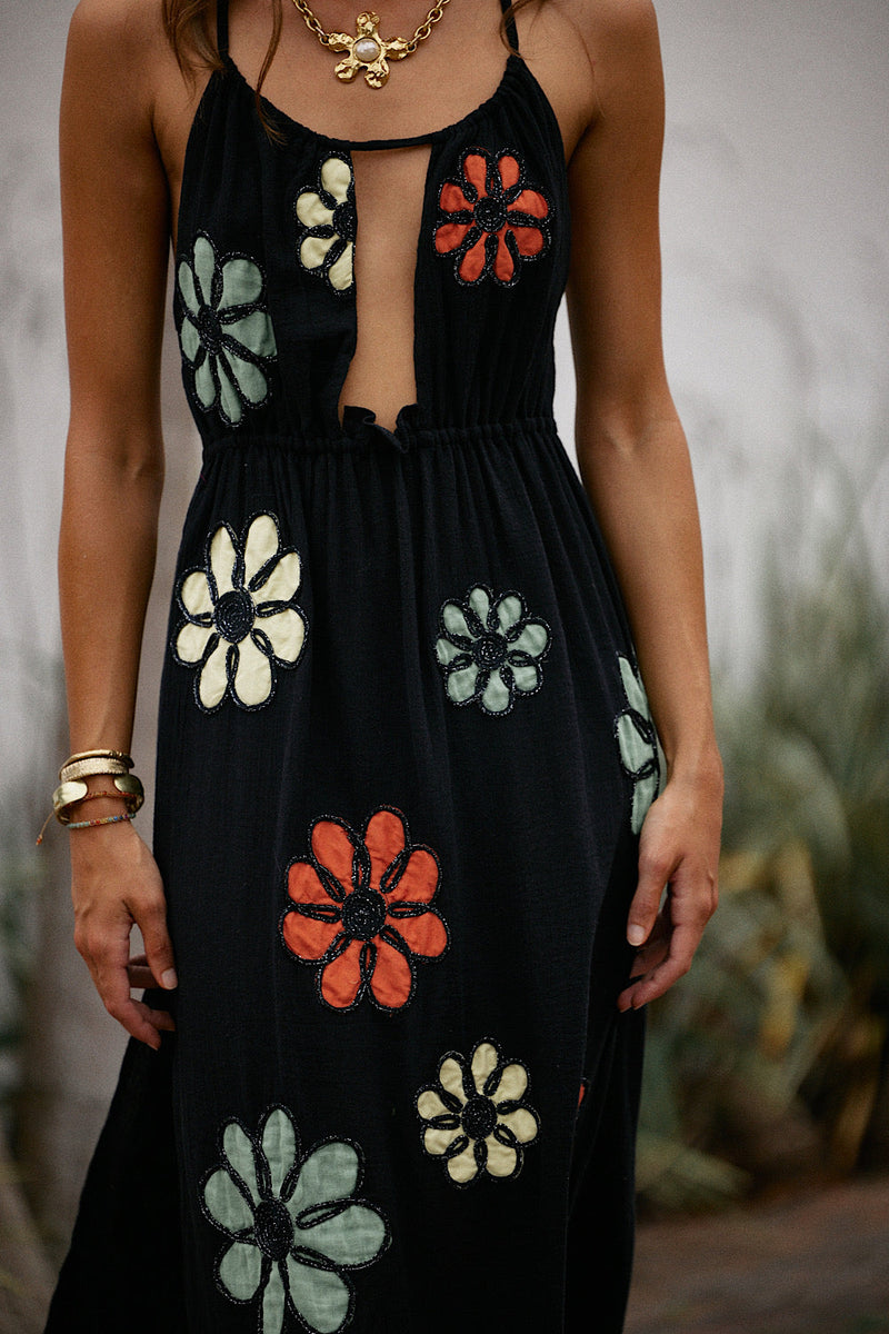 Freedom Appliqué Floral Embroidered Maxi Dress - Chasing Unicorns