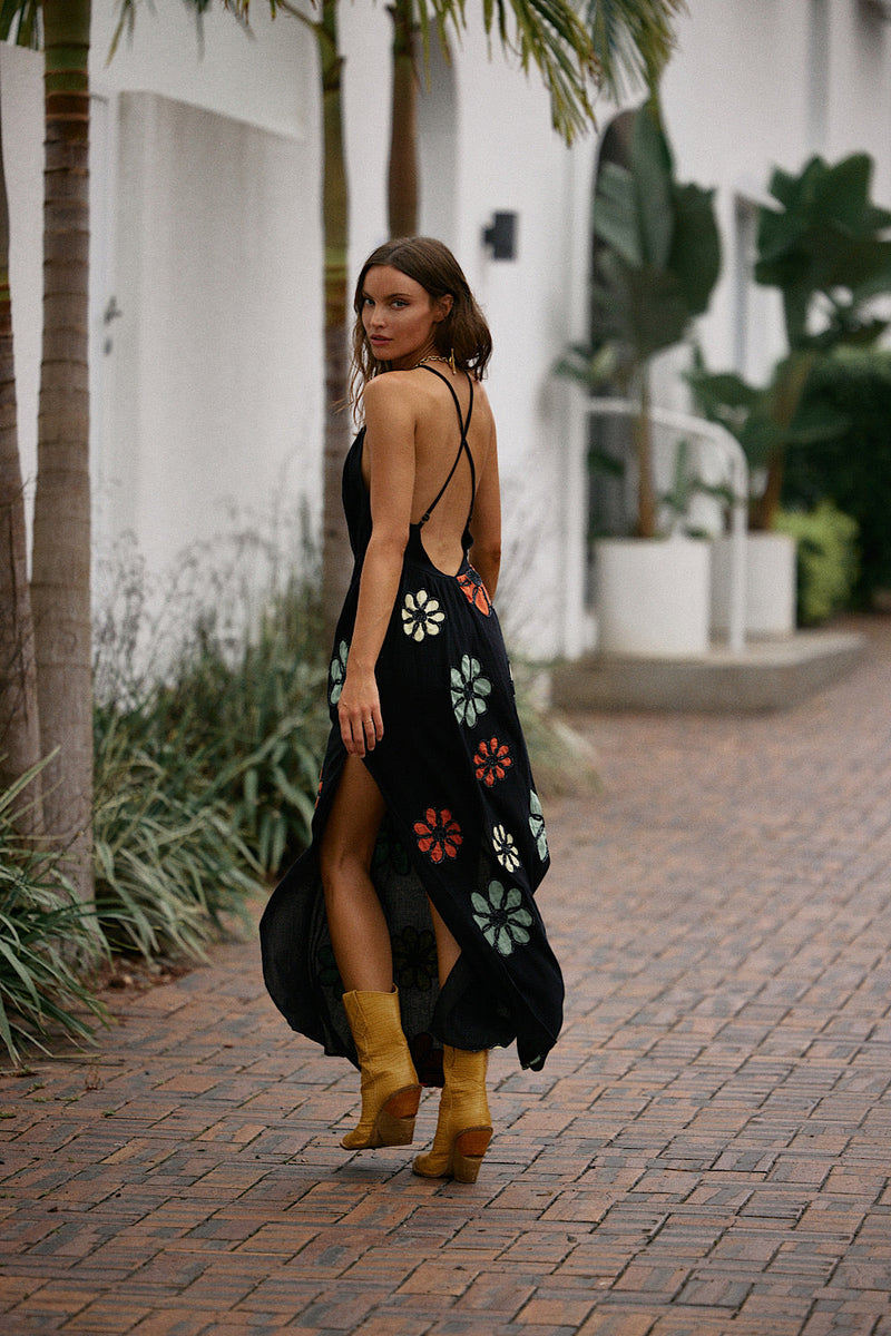 Freedom Appliqué Floral Embroidered Maxi Dress - Chasing Unicorns