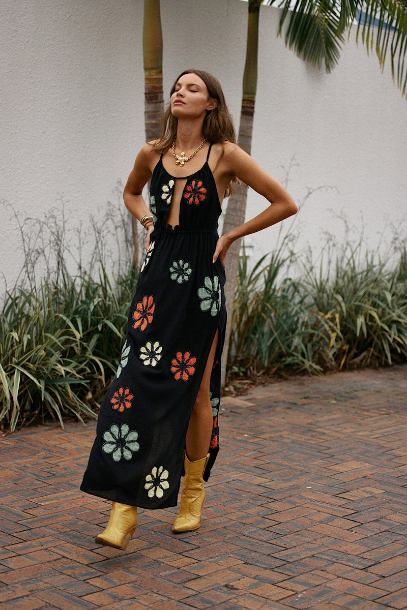 Freedom Appliqué Floral Embroidered Maxi Dress - Chasing Unicorns