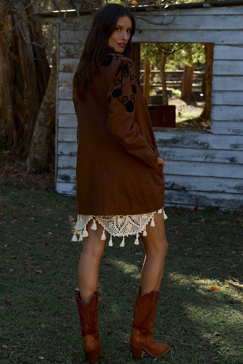 Gimme Shelter Embroidered Twill Blazer - Chasing Unicorns