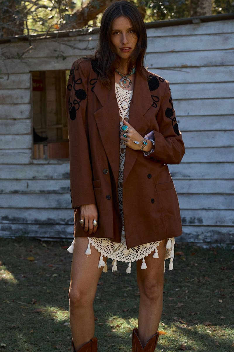 Gimme Shelter Embroidered Twill Blazer - Chasing Unicorns