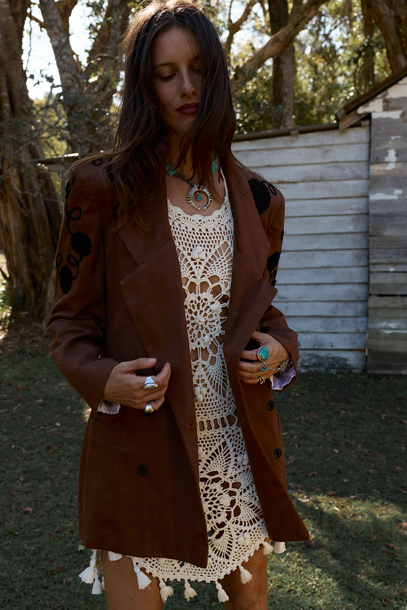 Gimme Shelter Embroidered Twill Blazer - Chasing Unicorns