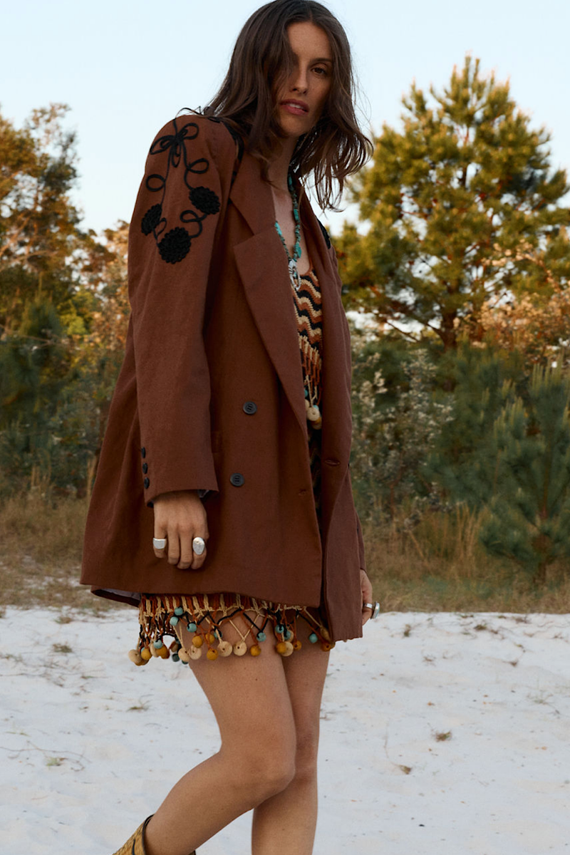 Gimme Shelter Embroidered Twill Blazer - Chasing Unicorns