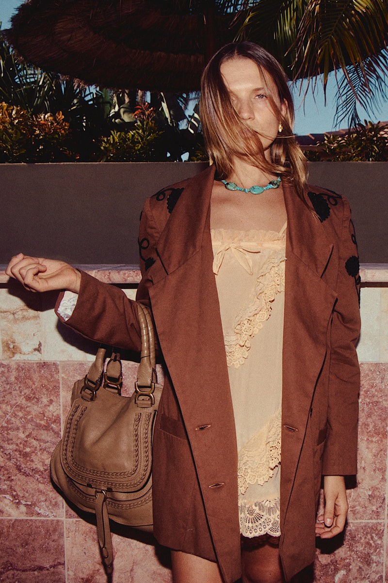 Gimme Shelter Embroidered Twill Blazer - Chasing Unicorns