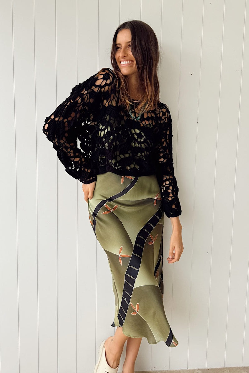 Heartbeat City Crochet Blouse - Black - Chasing Unicorns