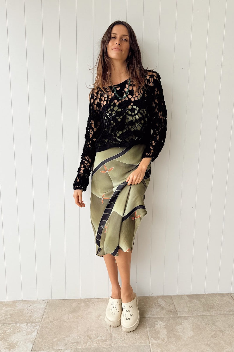 Heartbeat City Crochet Blouse - Black - Chasing Unicorns