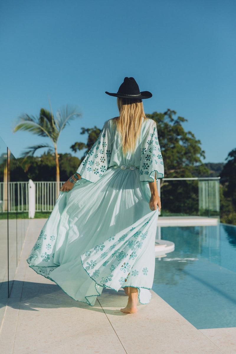 Hotel California Embroidered Caftan Maxi Dress - Chasing Unicorns