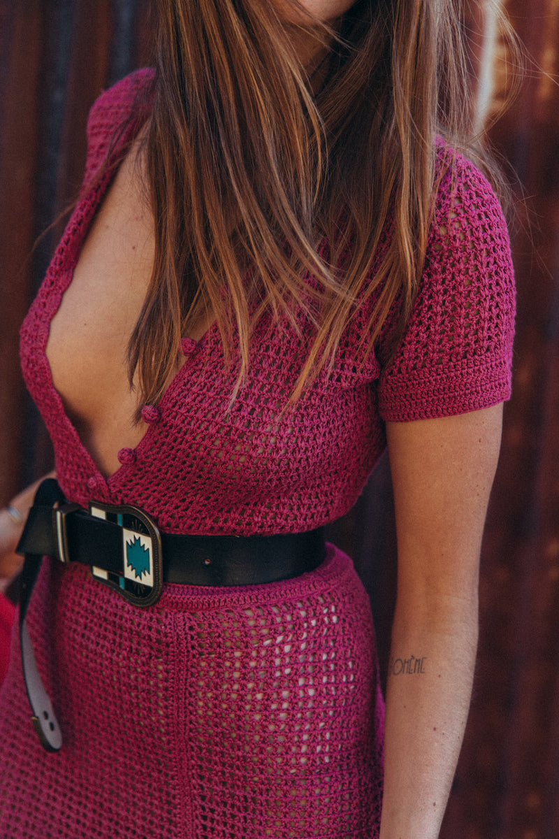 I’m On Fire Crochet Maxi Dress - Mullberry - Chasing Unicorns