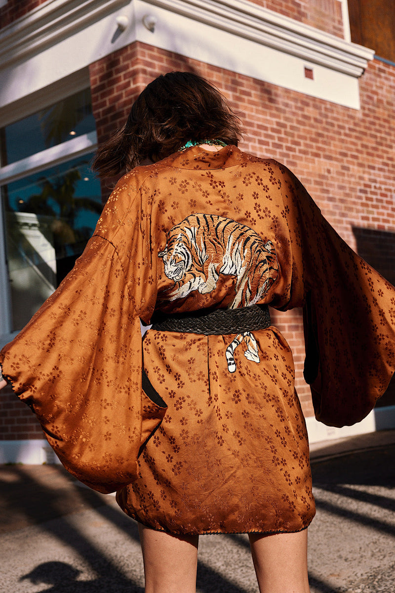 Jungle Fever Silk Jacquard Kimono - Chasing Unicorns