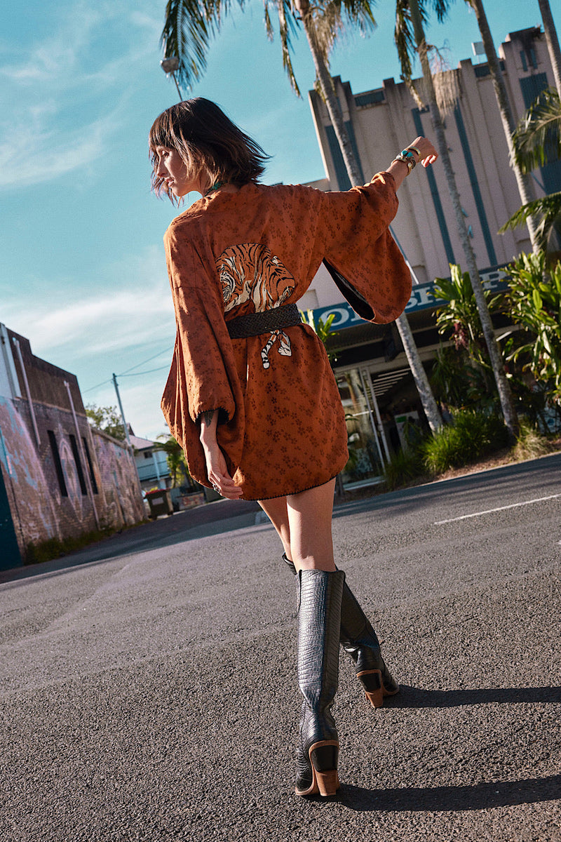 Jungle Fever Silk Jacquard Kimono - Chasing Unicorns