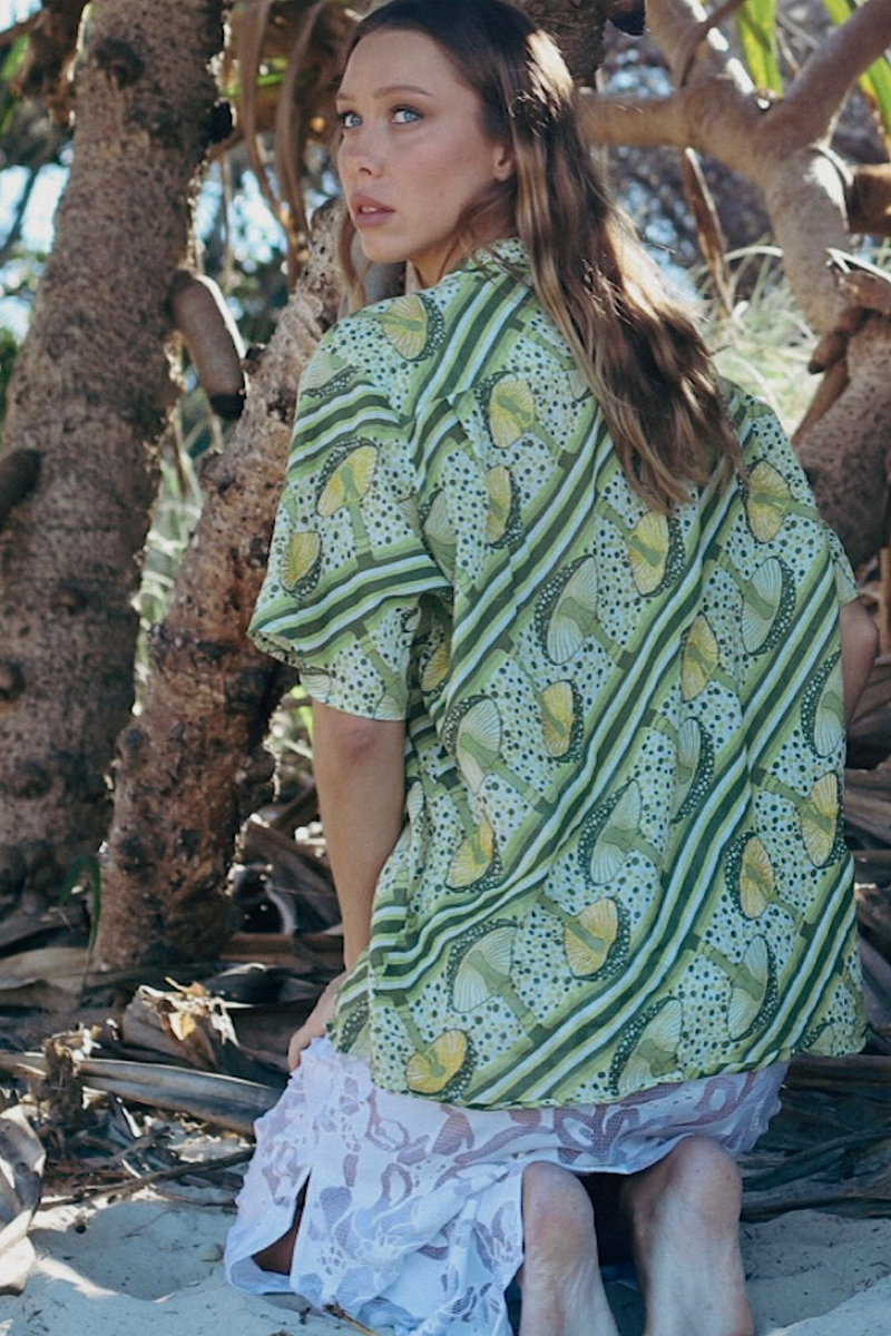 Just Dropped In Cotton Embroidered Oversized shirt - Chasing Unicorns