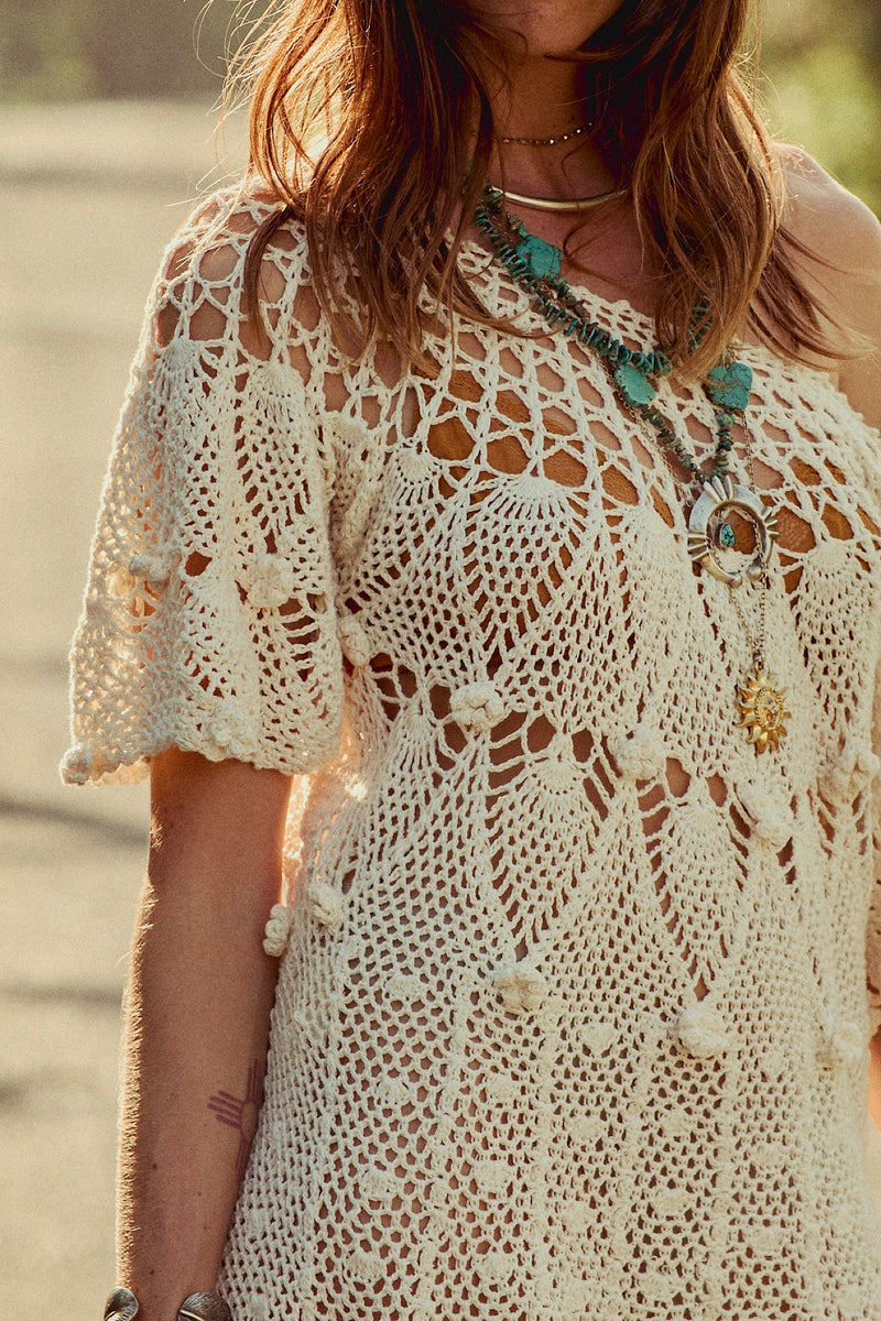 Like Dreamers Do Crochet Mini Dress - Chasing Unicorns