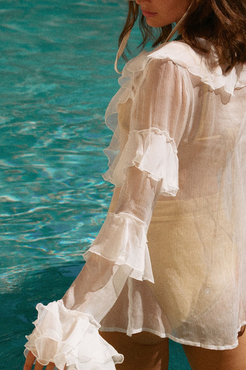 Lost in Love Silk Ruffle Blouse - Chasing Unicorns