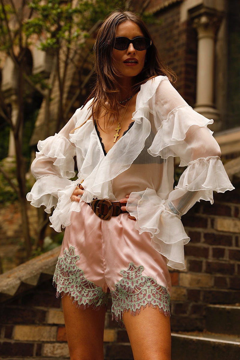 Lost in Love Silk Ruffle Blouse - Chasing Unicorns