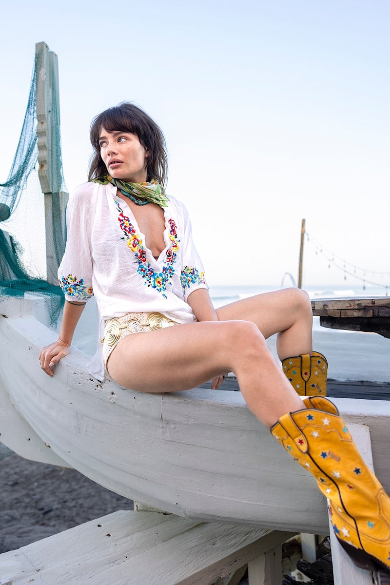 Morning Sun Embroidered Cotton Blouse - Chasing Unicorns