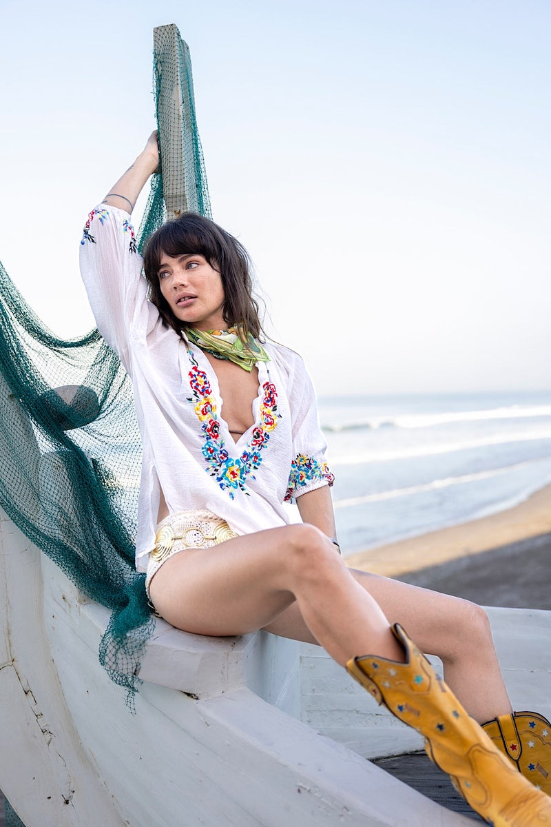 Morning Sun Embroidered Cotton Blouse - Chasing Unicorns