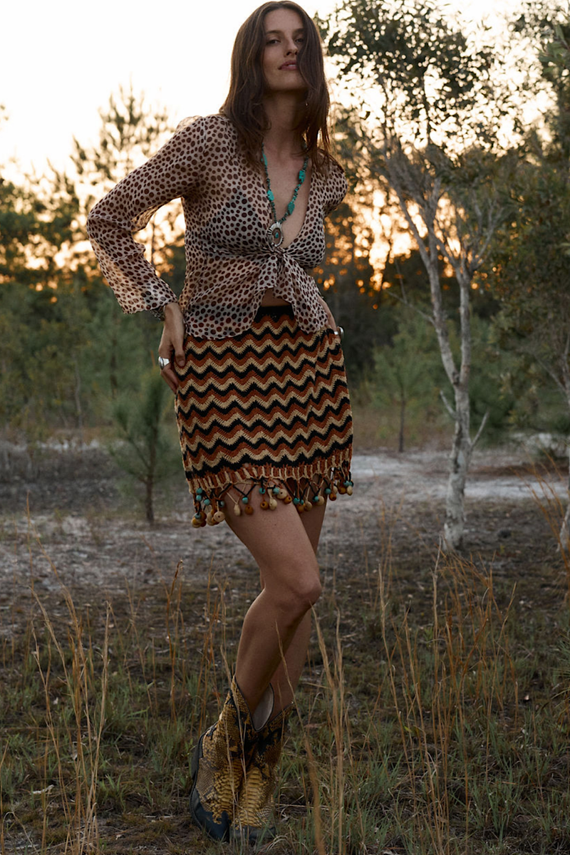 Mother of Pearl Silk Tie Blouse - polka dot - Chasing Unicorns